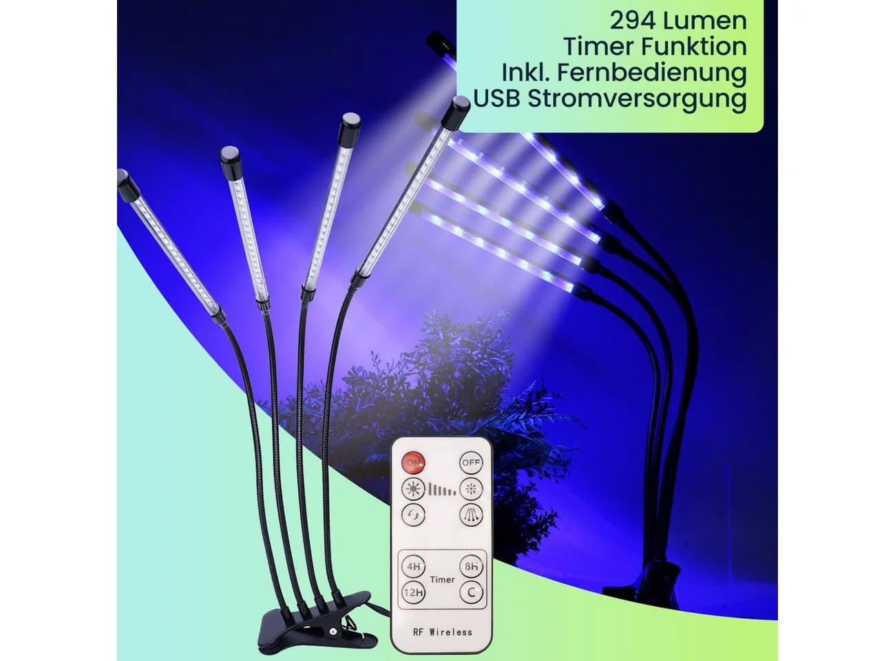 Casativo 4-Armige LED Pflanzenlampe Vollspektrum mit Timer & Dimmer - Bild 5