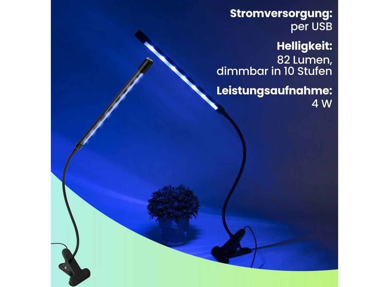 Casativo LED-Pflanzenlampe 360°-Schwanenhals 20 LEDs Schwarz - Bild 3
