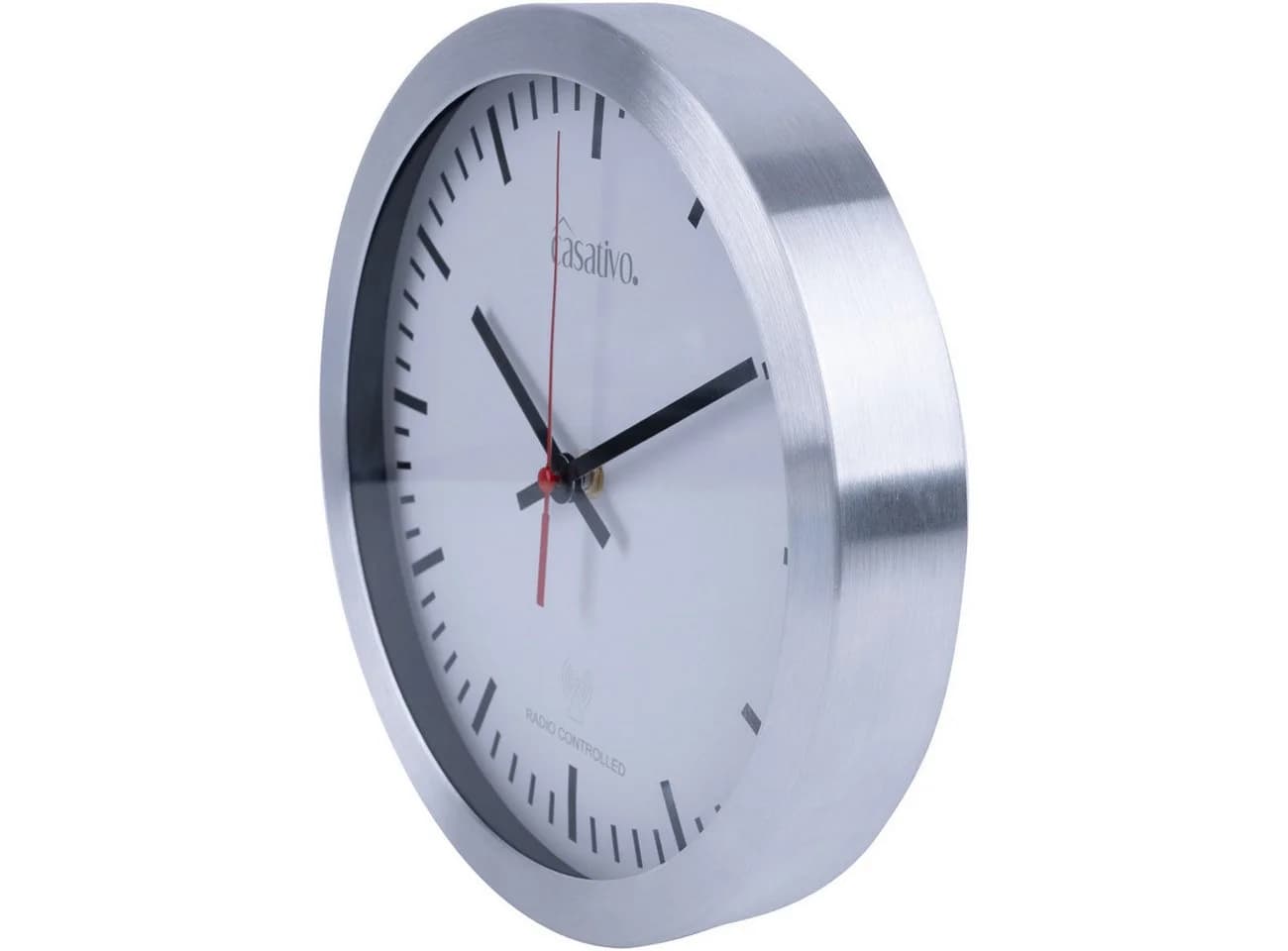 Casativo Funk-Wanduhr Ø25cm Aluminium Glas DCF-Empfang Silber/Weiß - Bild 5