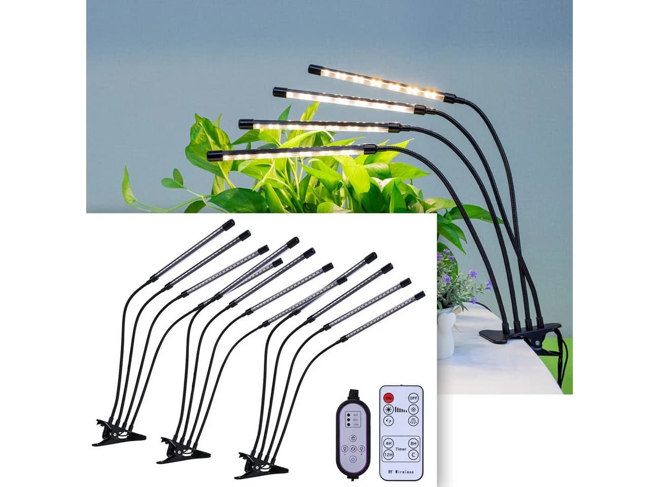 Casativo LED Pflanzenlampe 14W 4 Schwanenhälse USB dimmbar Timer - Bild 2