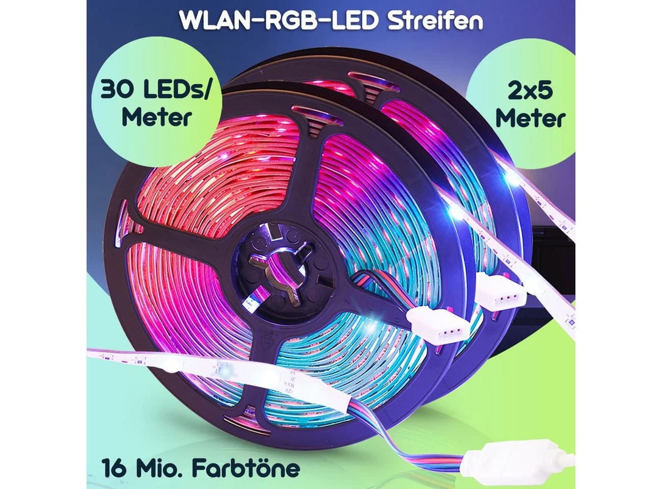 Casativo LED Stripe 10m WLAN RGB LED Streifen mit App & Sprachsteuerung