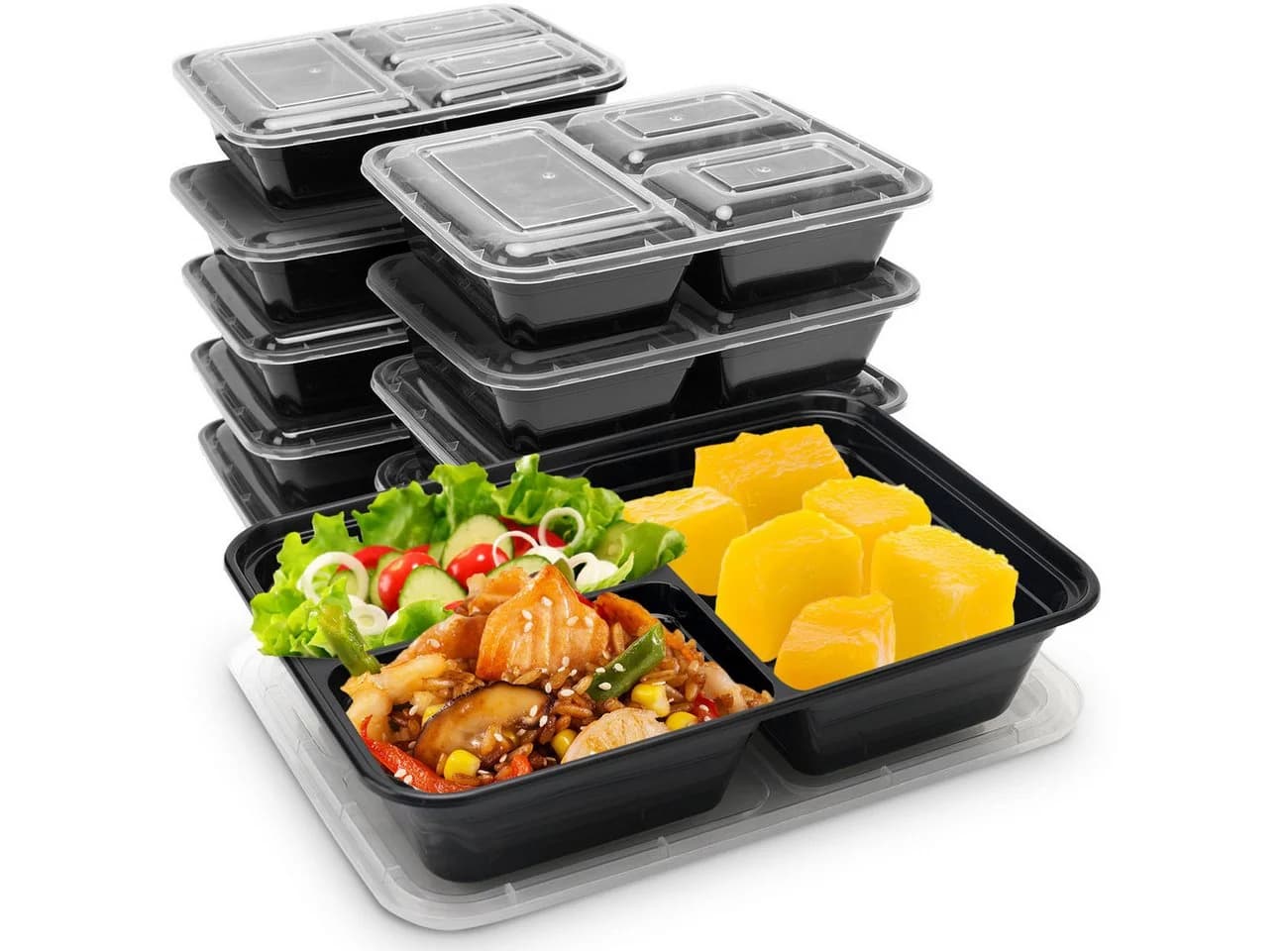 Casativo Bento-Box 10-tlg. Schwarz mit transparentem Deckel - Bild 2