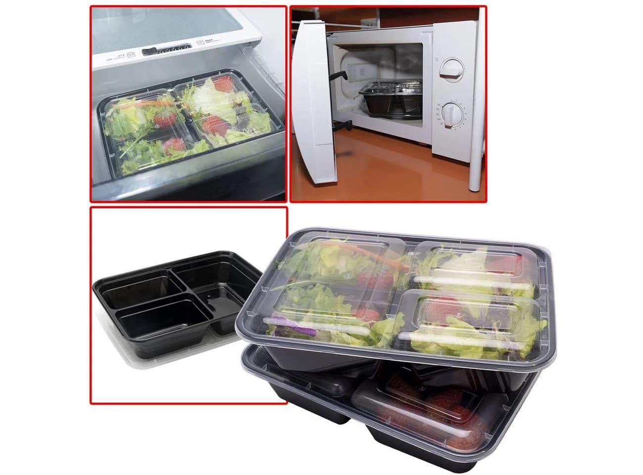 Casativo Bento-Box 10-tlg. Schwarz mit transparentem Deckel - Bild 3