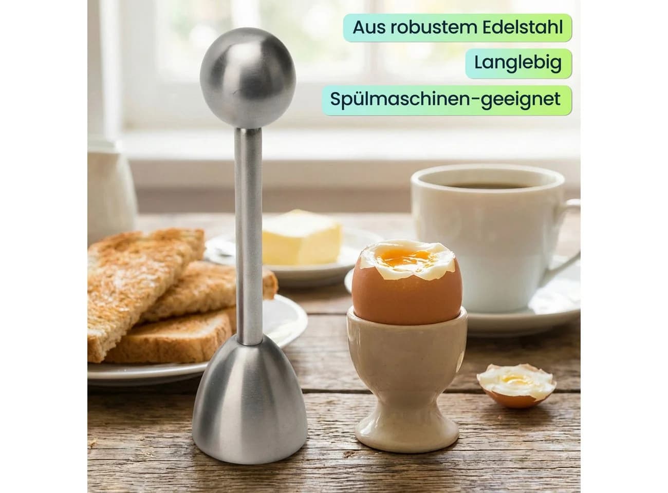Casativo Eierköpfer Edelstahl mit Federmechanismus - Bild 4