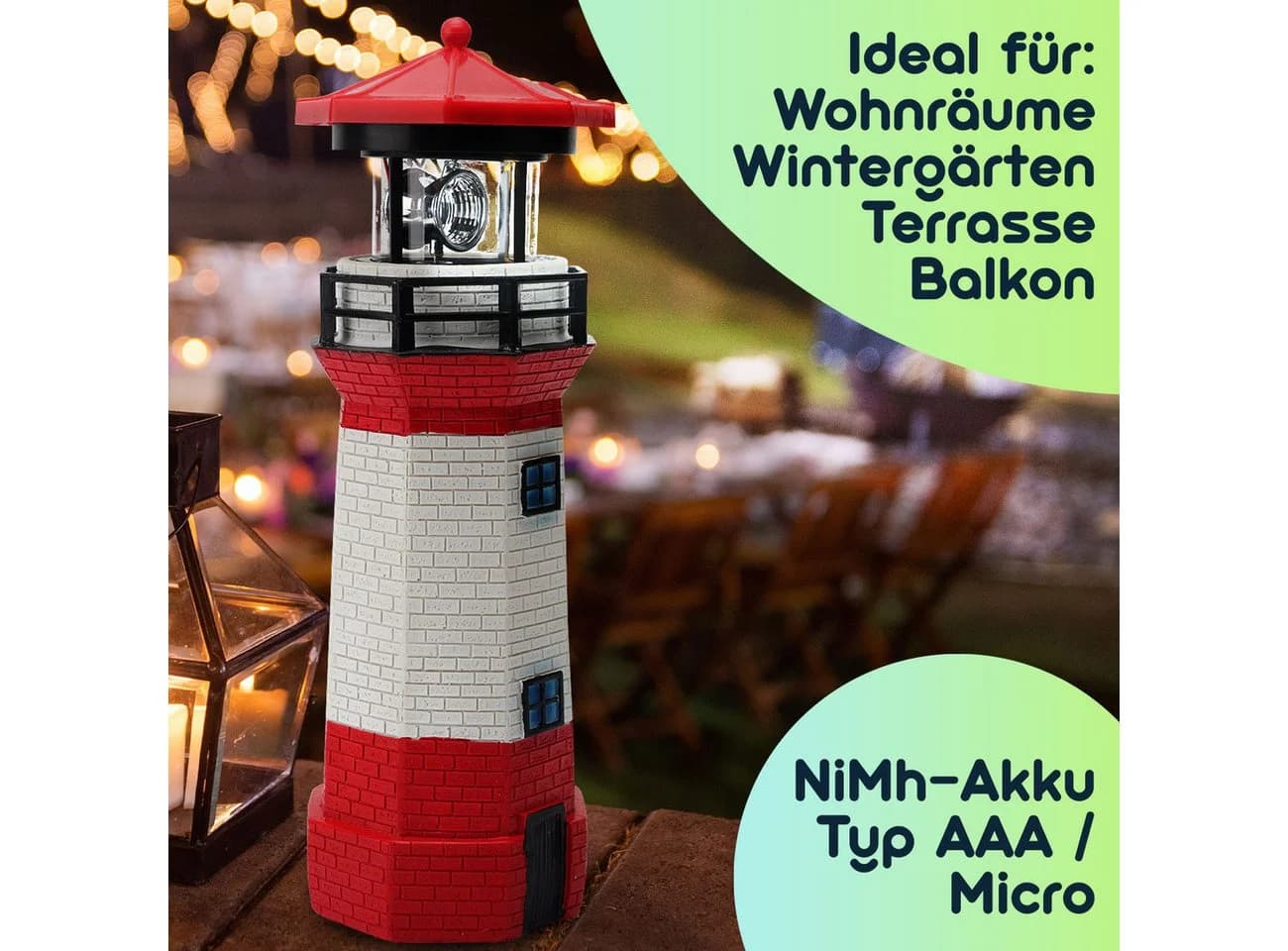 Casativo Solar-Leuchtturm LED rot-weiß mit Dämmerungssensor - Bild 5