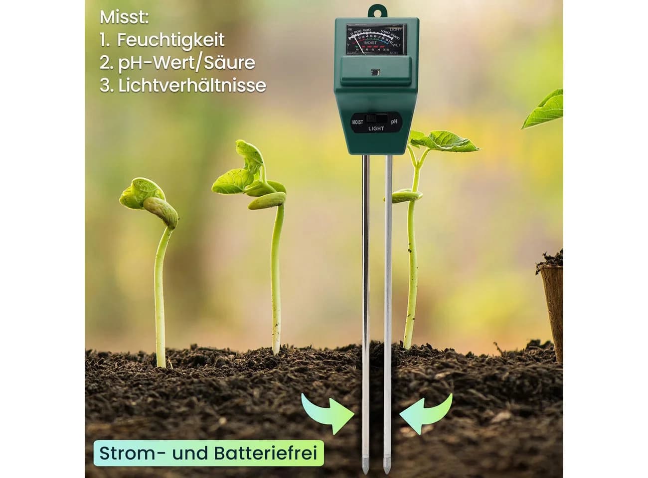 Casativo 3-in-1 Feuchtigkeitsmesser Grün Batteriefrei - Bild 5