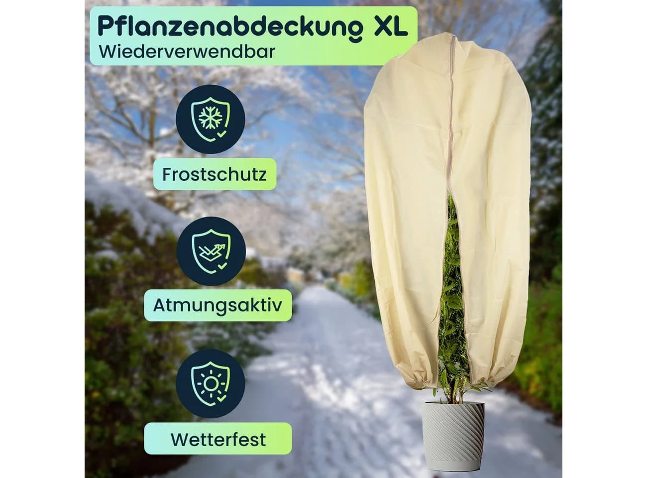 Casativo Winterschutzhaube Pflanzenabdeckung XL 180x120cm mit Reißverschluss - Bild 5