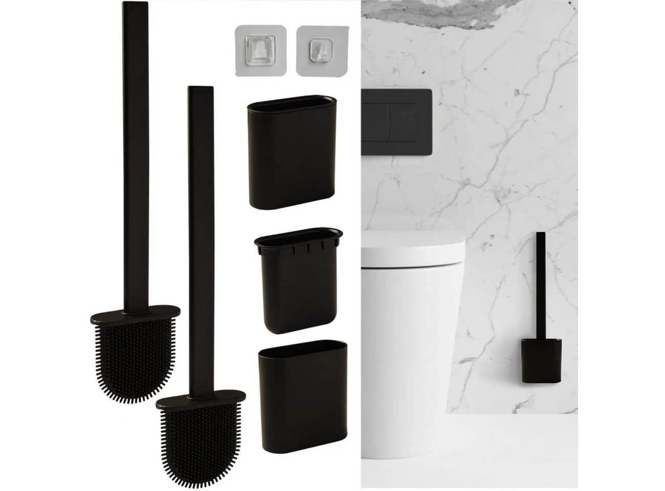 Casativo Silikon WC-Bürste Set grau/schwarz/weiß mit Halterung - Bild 2