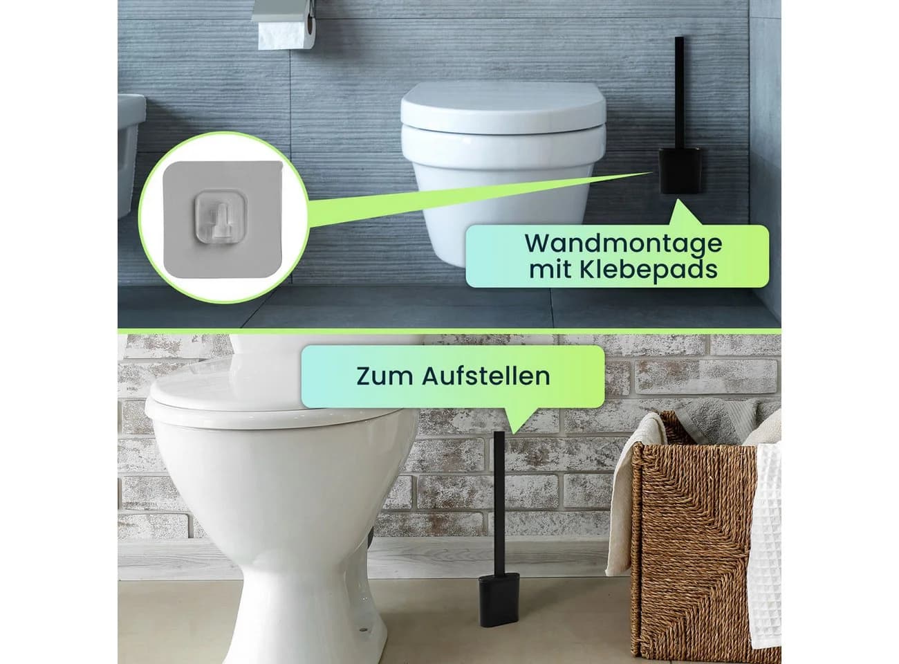 Casativo Silikon WC-Bürste Set grau/schwarz/weiß mit Halterung - Bild 4