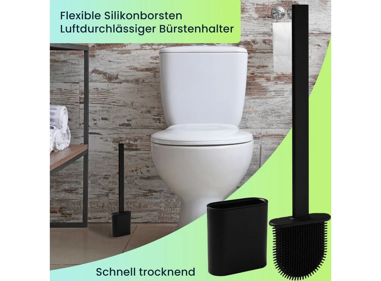 Casativo Silikon WC-Bürste Set grau/schwarz/weiß mit Halterung - Bild 5