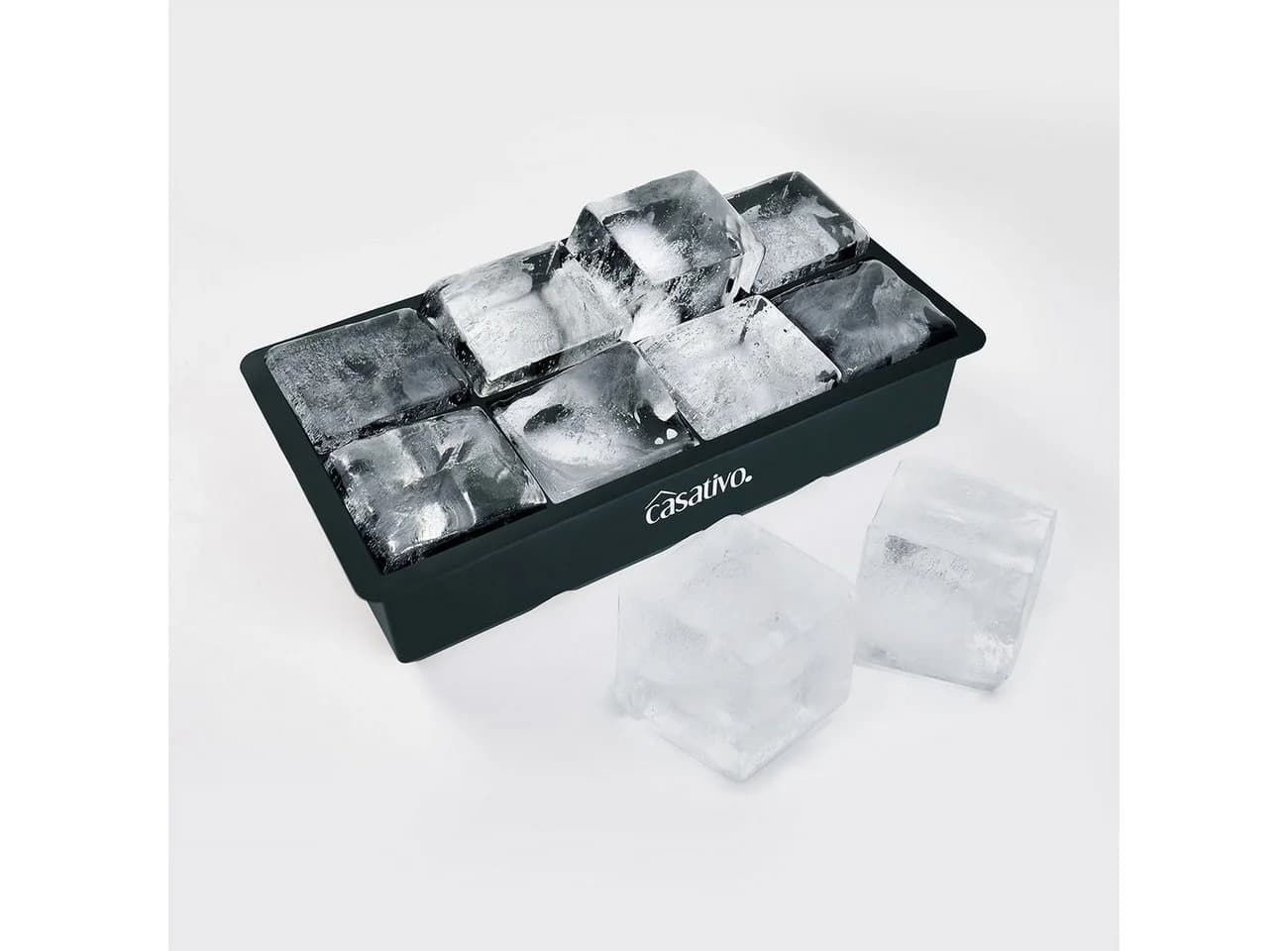 Casativo XXL Silikon Eiswürfelform Schwarz 8 Fächer 5x5cm