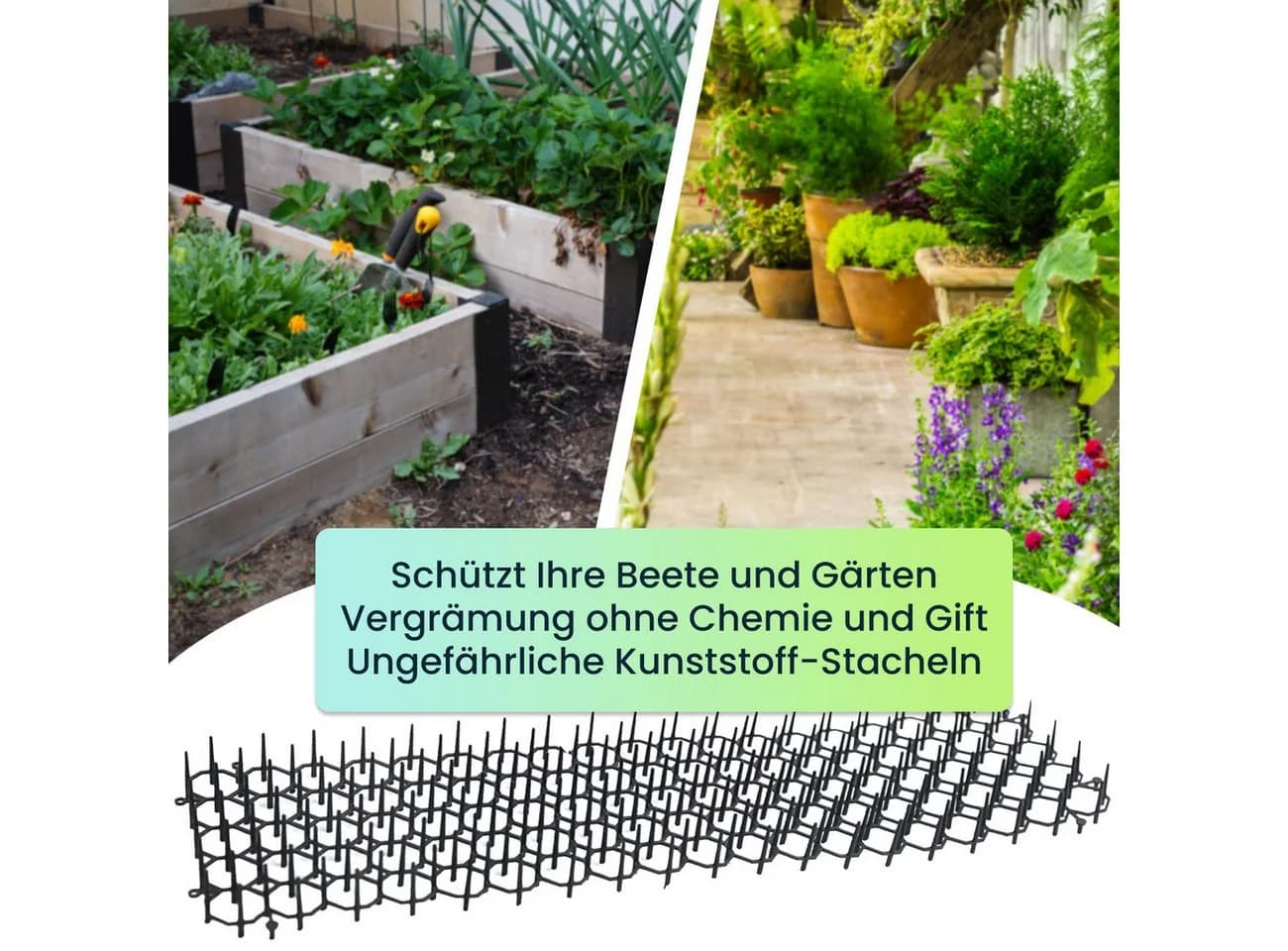Casativo Tierabwehr-Attrappe Dornen-Gitter mit Spikes (36er-Set)
