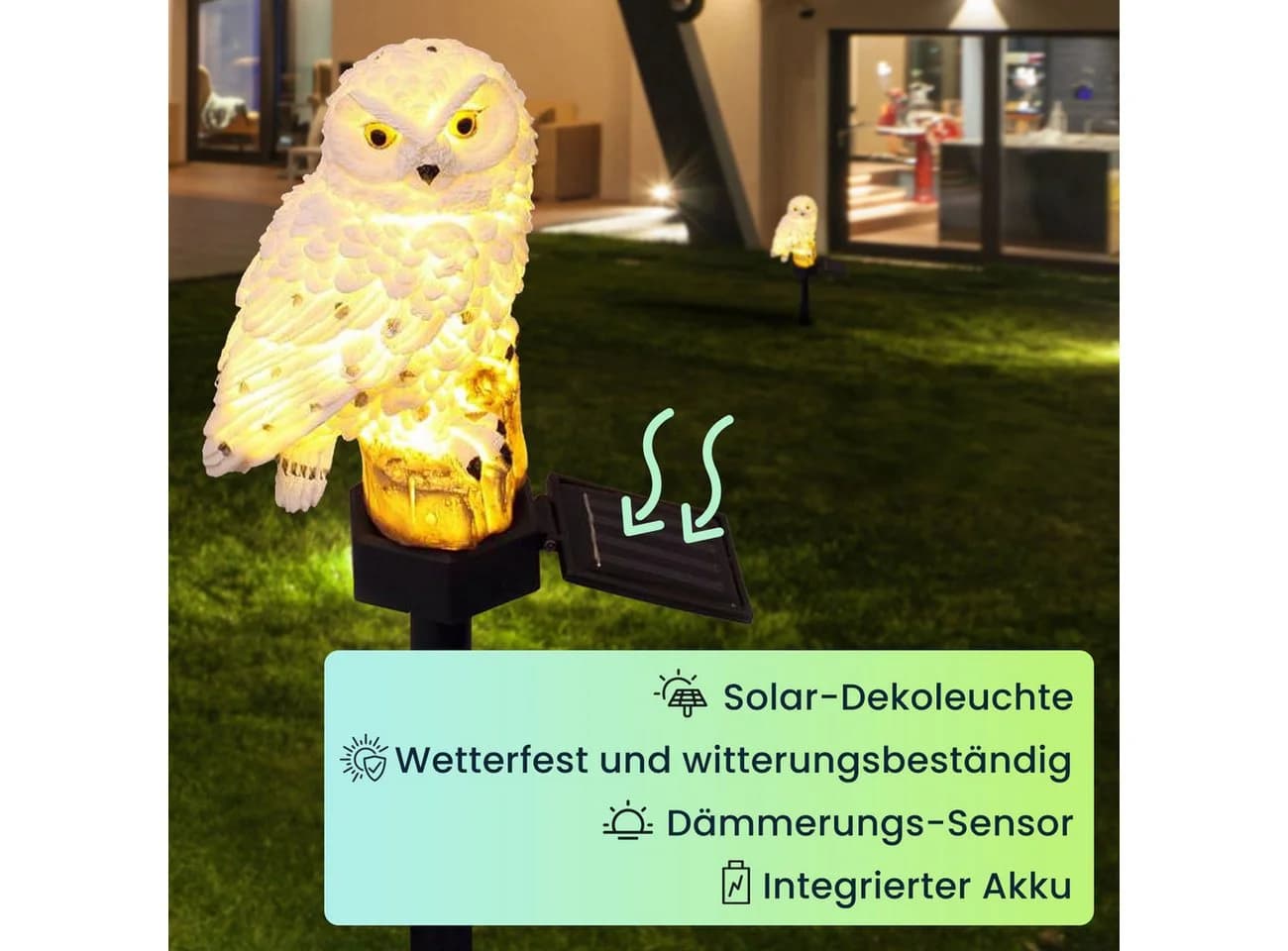 Casativo LED Solar-Eule Gartenleuchte mit Dämmerungssensor - Bild 3
