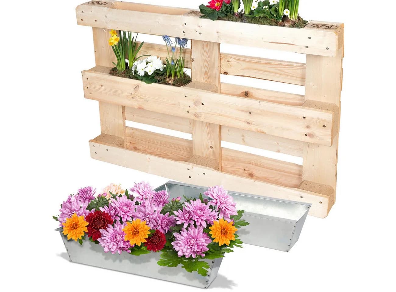 Casativo Blumenkasten Paletten-Pflanzkasten Silber Verzinktes Metall - Bild 2