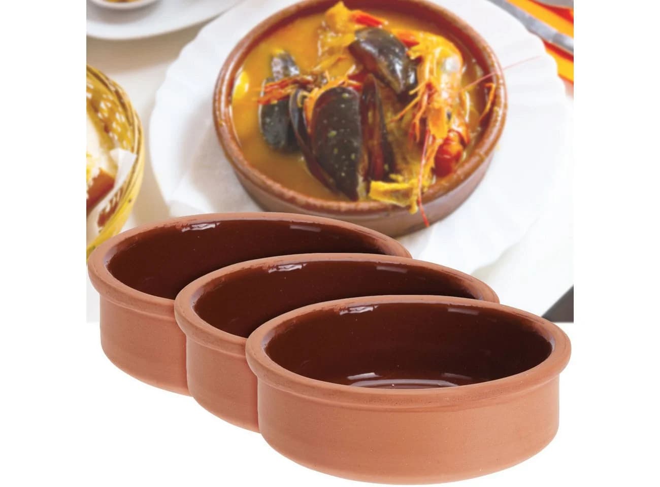 Excellent Houseware Tapas-Schale Set Terracotta 6-tlg. braun glasiert