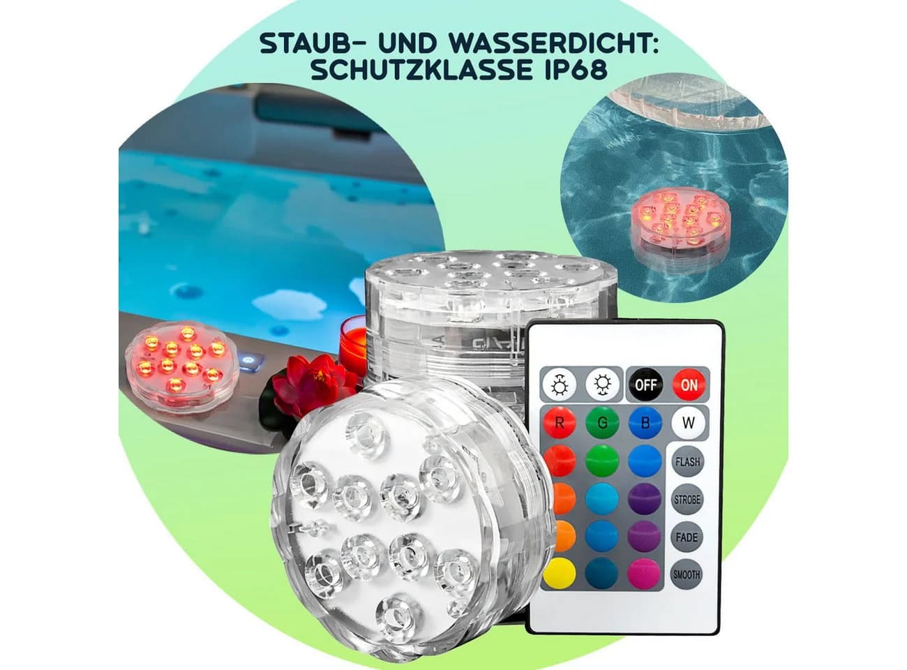 Casativo LED Teichleuchte wasserdicht Multicolor 4er Set mit Fernbedienung - Bild 3