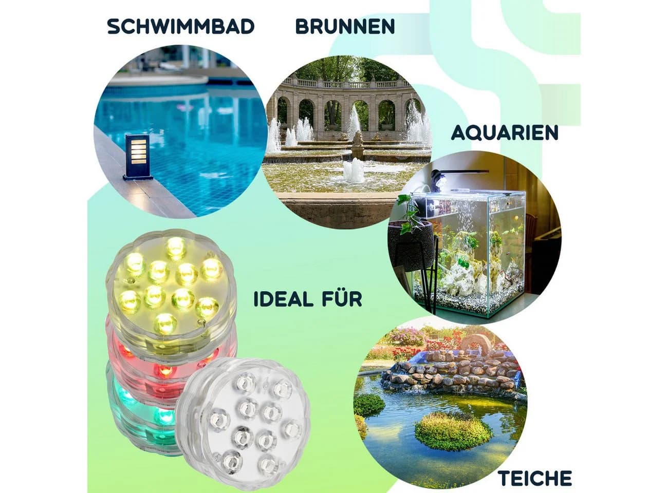 Casativo LED Teichleuchte wasserdicht Multicolor 4er Set mit Fernbedienung - Bild 4