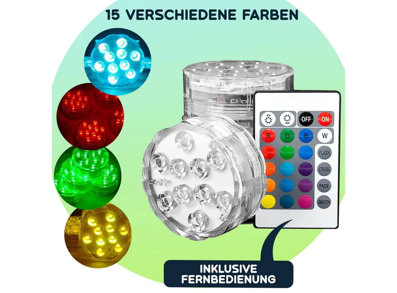 Casativo LED Teichleuchte wasserdicht Multicolor 4er Set mit Fernbedienung - Bild 5