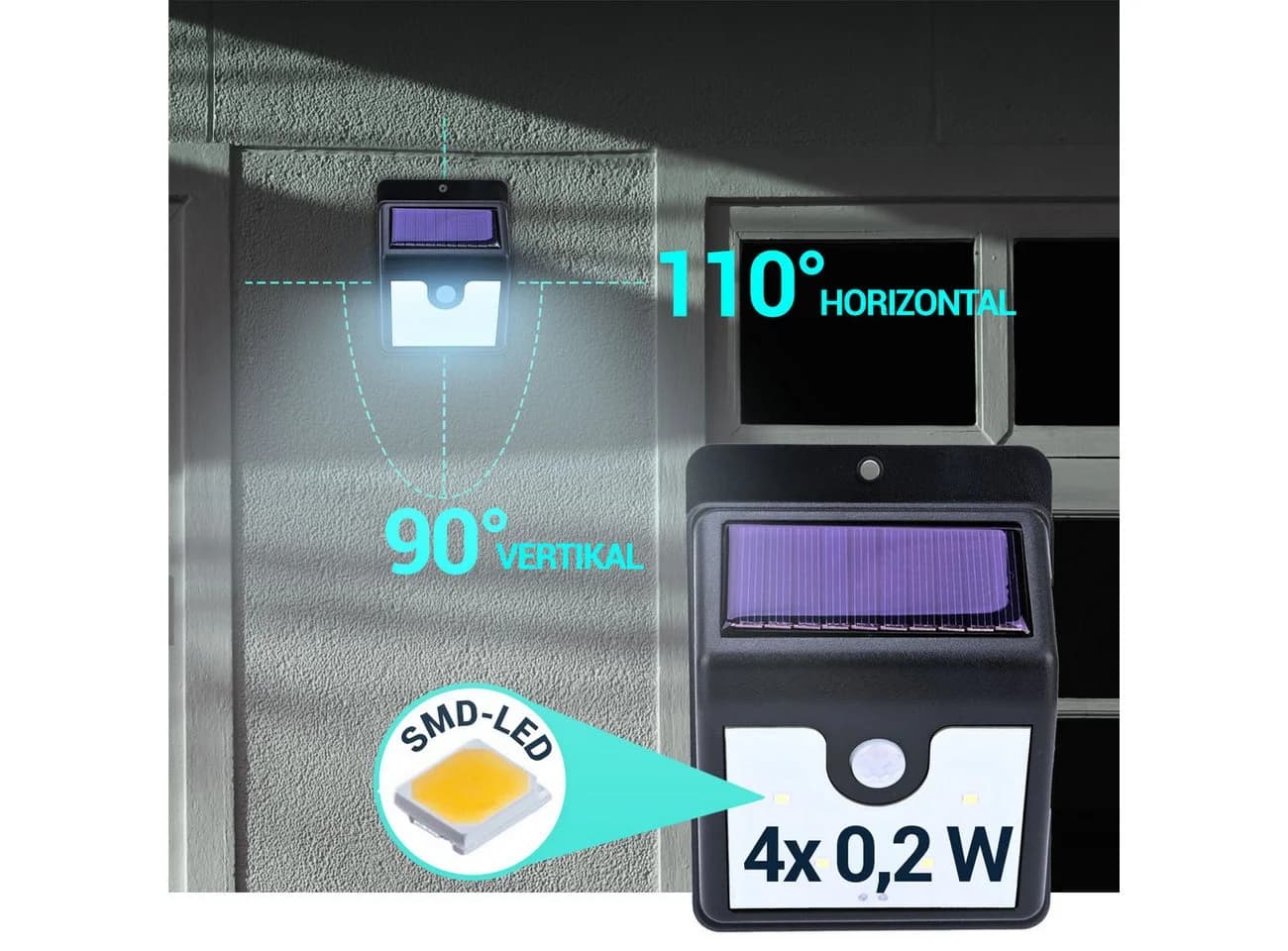 Casativo LED Solar-Wandstrahler mit Bewegungssensor IP44 - Bild 3