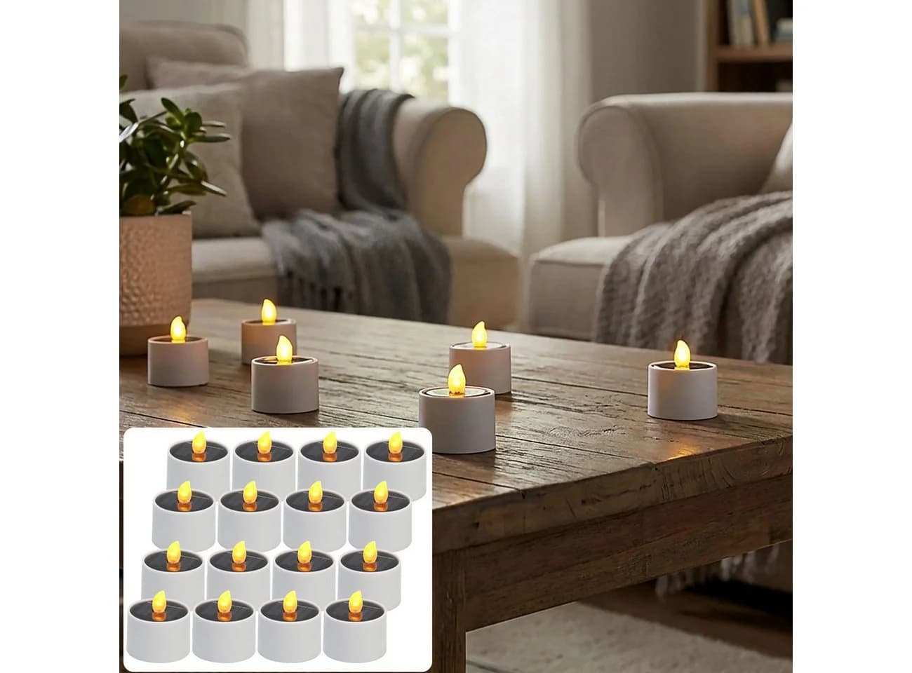 Casativo Solar-LED Teelichter mit Dämmerungssensor, weiß, Flammen-Effekt - Bild 2