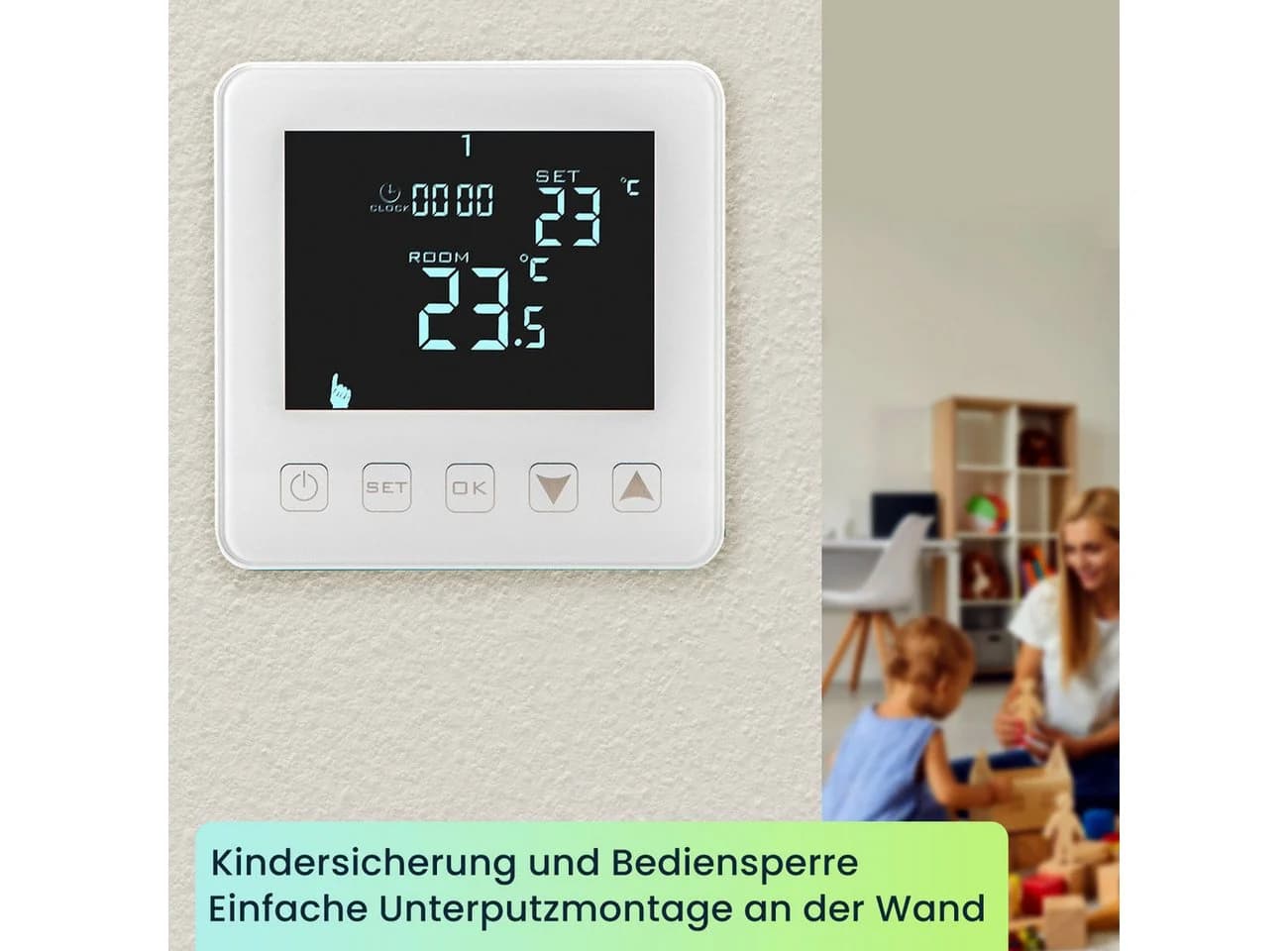 Casativo Digitales Raumthermostat Fußbodenheizung Touch Weiß - Bild 3