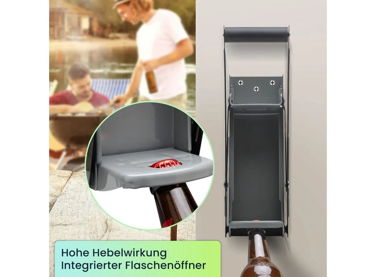 Casativo 2-in-1 Dosenpresse & Flaschenöffner Wandmontage Schwarz/Anthrazit