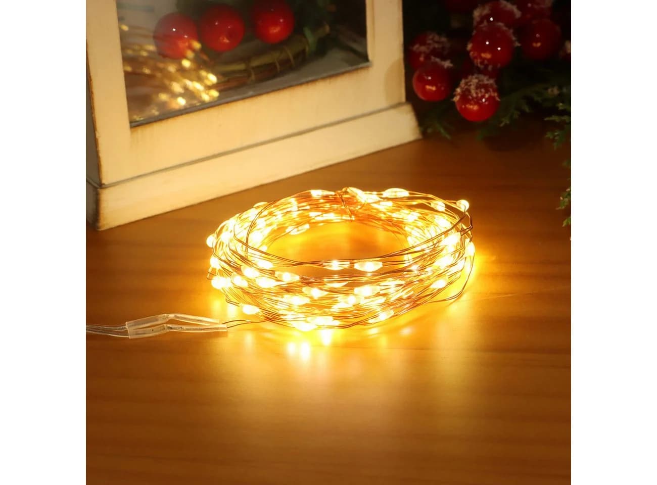 Casativo LED-Lichterkette 5m 100 Micro-LEDs warmweiß Batteriebetrieb - Bild 2