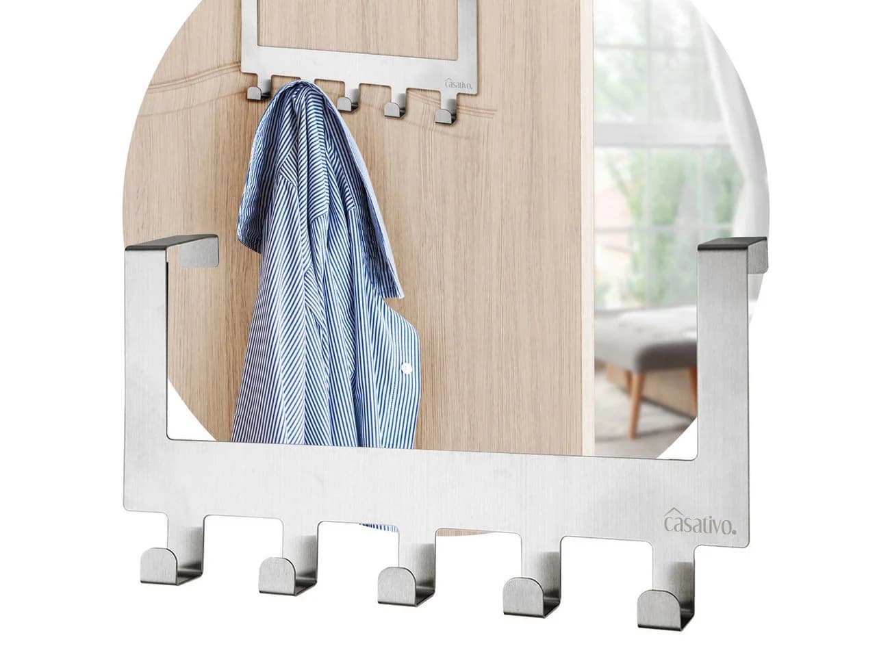 Casativo Garderobenleiste Edelstahl mit 5 Haken für Türen - Bild 2
