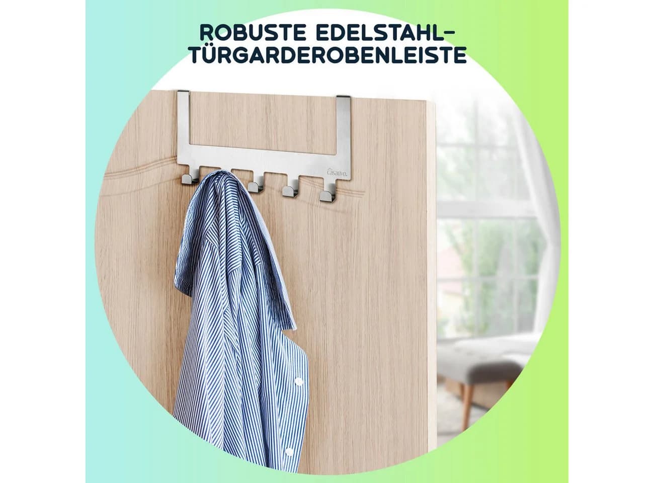 Casativo Garderobenleiste Edelstahl mit 5 Haken für Türen - Bild 3
