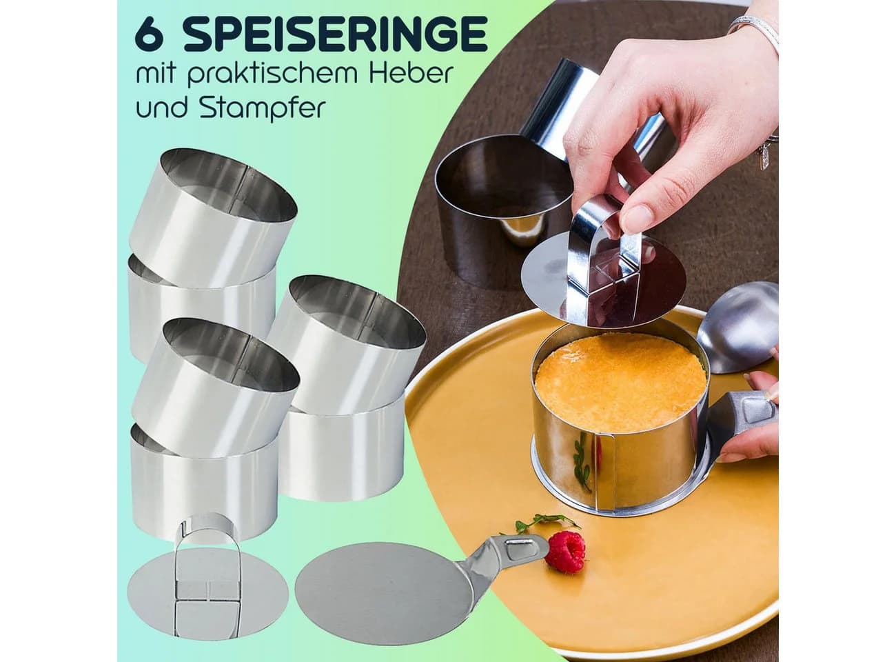 Casativo Speiseringe 6er Set Edelstahl mit Heber & Stampfer - Bild 3
