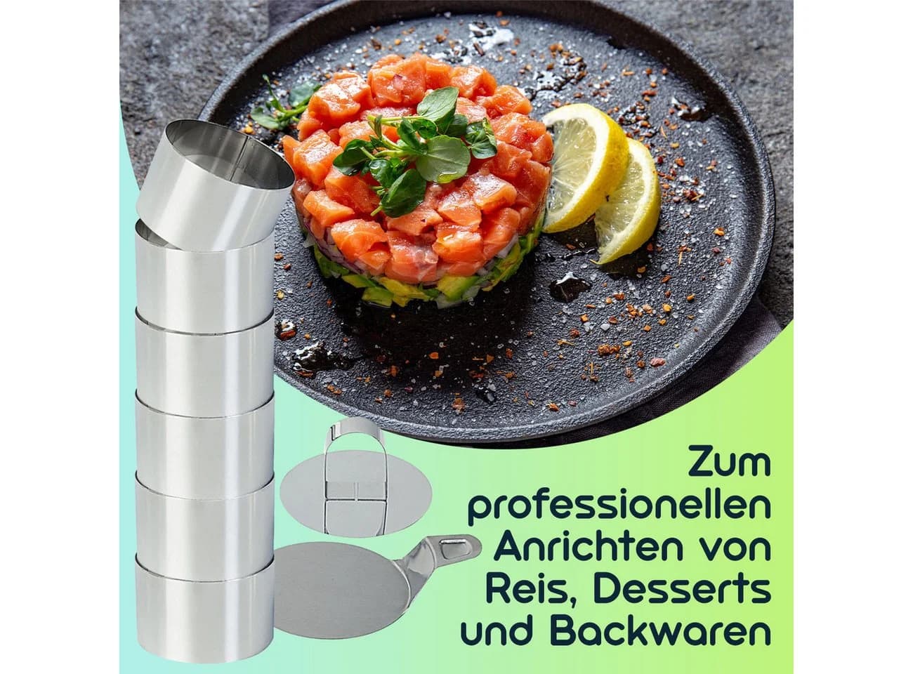 Casativo Speiseringe 6er Set Edelstahl mit Heber & Stampfer - Bild 5