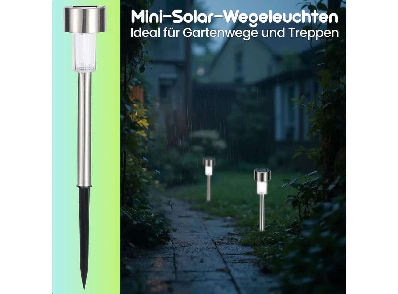 Casativo Solar-Wegeleuchten Set 6-tlg. mit Dämmerungssensor & Erdspiess - Bild 3