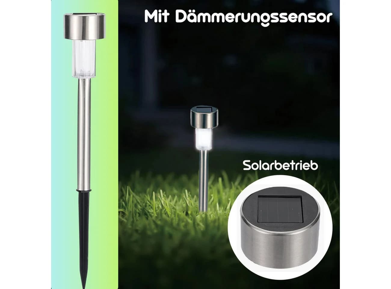 Casativo Solar-Wegeleuchten Set 6-tlg. mit Dämmerungssensor & Erdspiess - Bild 4