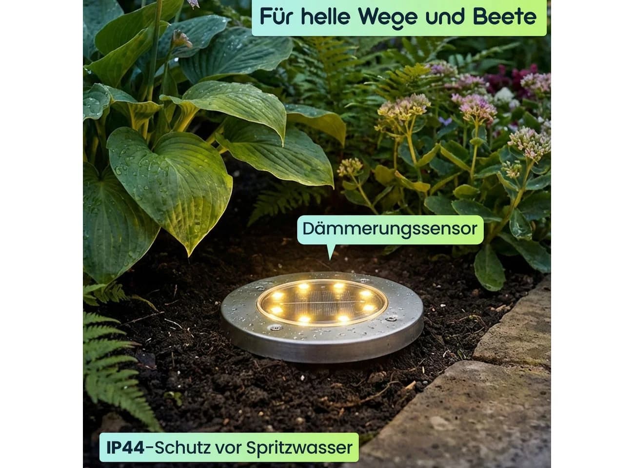 Casativo Solar-Bodenstrahler Silber 200lm IP44 mit Dämmerungssensor - Bild 4