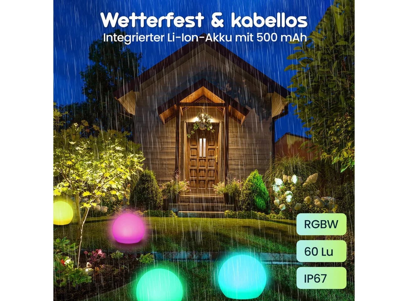 Casativo Solar-LED-Leuchtkugel 30cm RGBW mit Fernbedienung