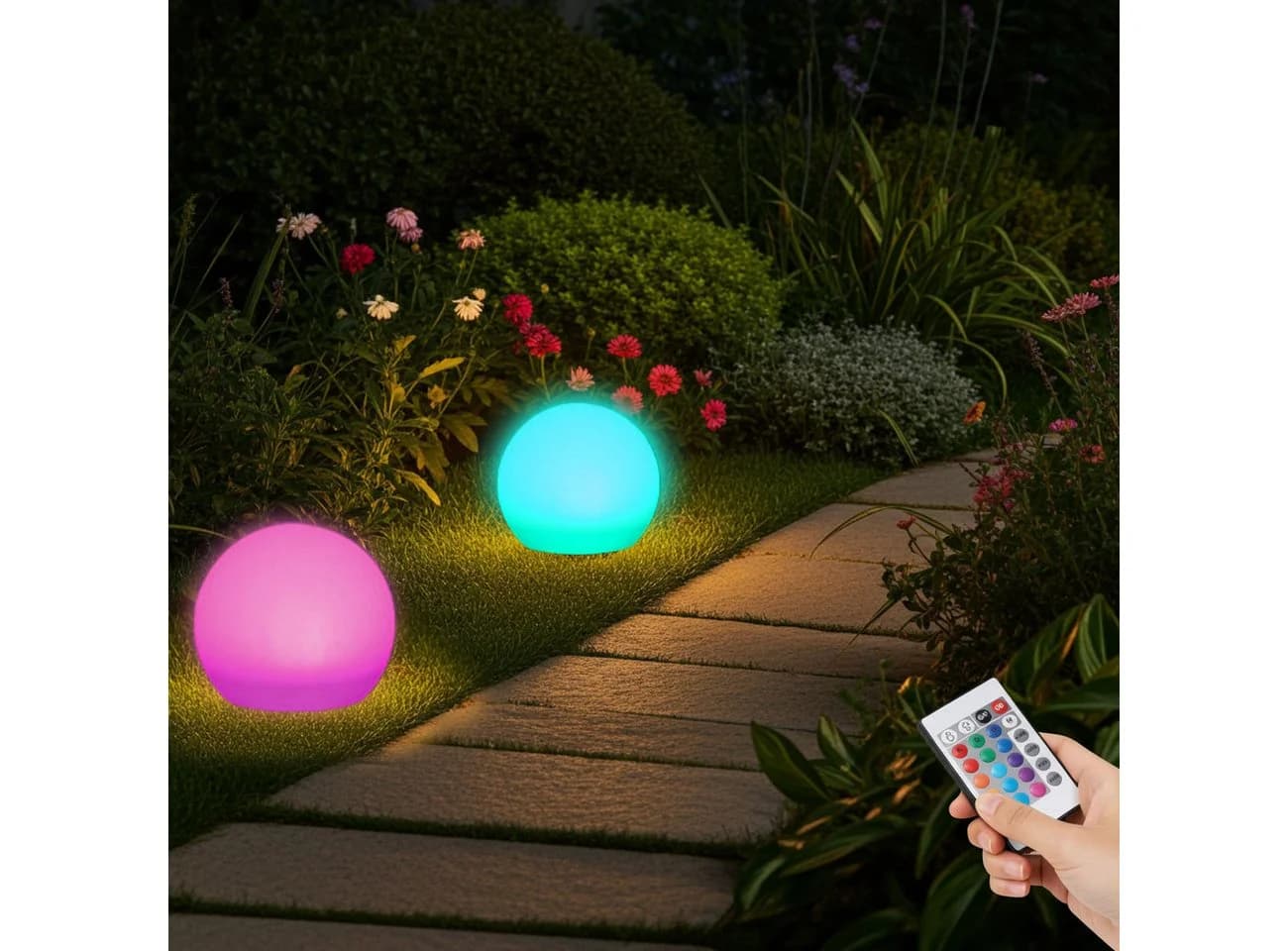 Casativo Solar-LED-Leuchtkugel 30cm RGBW mit Fernbedienung - Bild 2