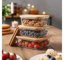 shop'n smile ideoon Vorratsdosen Glas Bambusdeckel 3-tlg. Rechteckig Bild 5