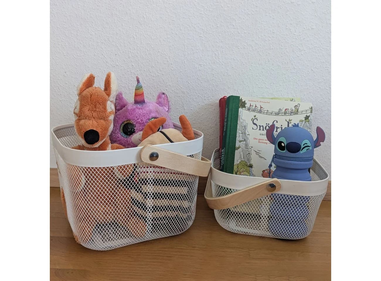 shop'n smile ideoon Drahtkorb 2er-Set Weiss mit Holzgriff - Bild 5