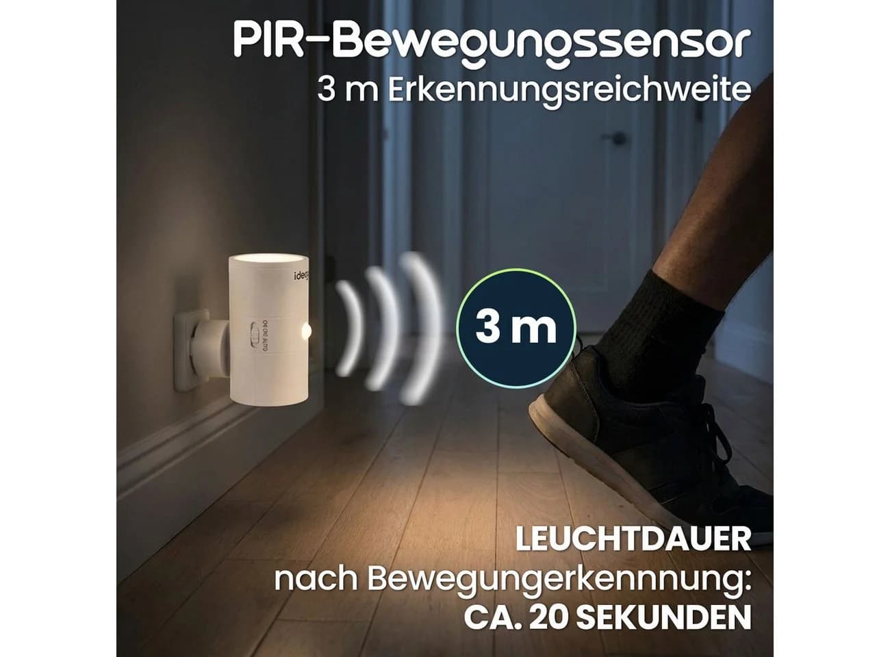 shop'n smile ideoon LED Steckdosenleuchte mit Bewegungsmelder & Dämmerungssensor