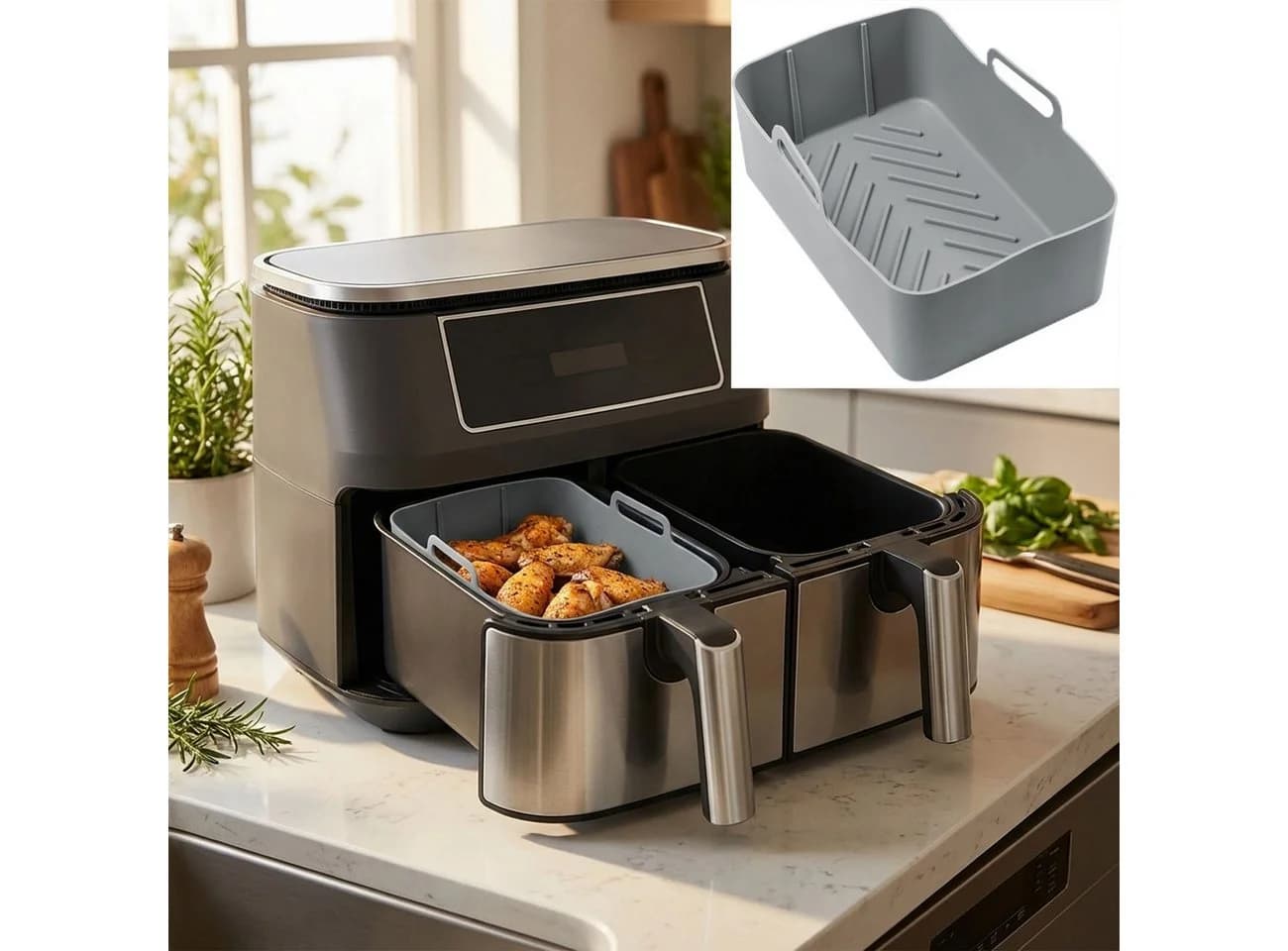 Casativo Silikonform 2-tlg. für Heißluftfritteuse BPA-frei - Bild 4