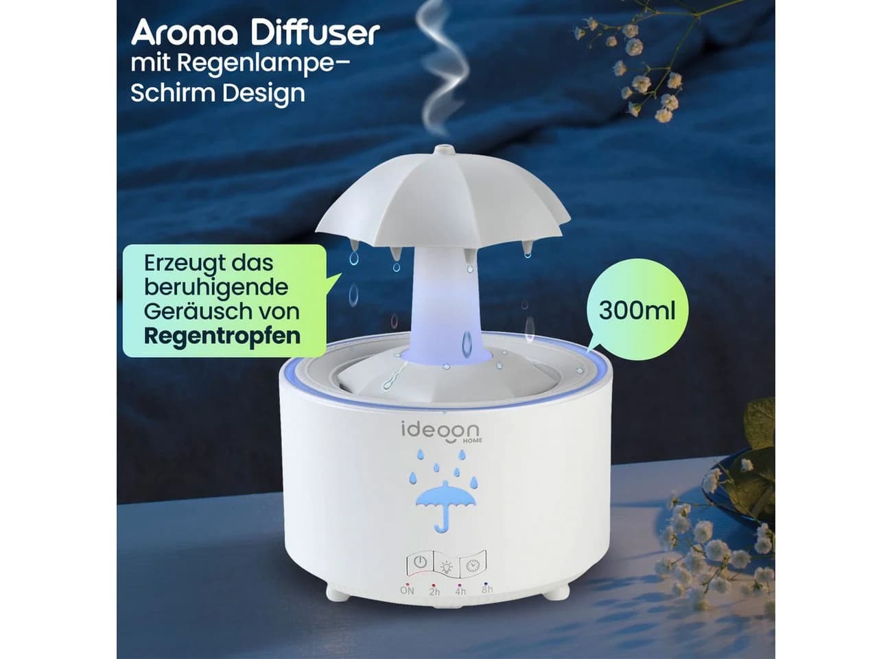 shop'n smile ideoon Aroma-Diffusor 300ml mit Regenlampe & 7 Farben LED - Bild 3