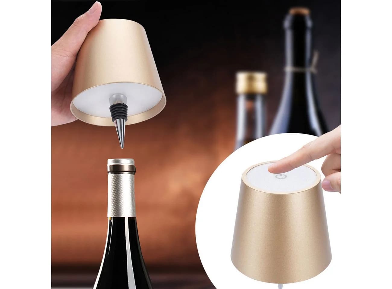shop'n smile ideoon LED Flaschenlampe dimmbar Gold - Bild 2