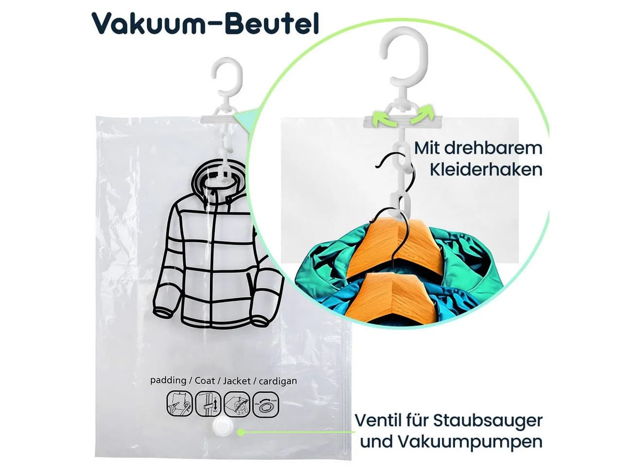 shop'n smile ideoon Vakuumierbeutel mit Haken 67x90 cm Transparent - Bild 5