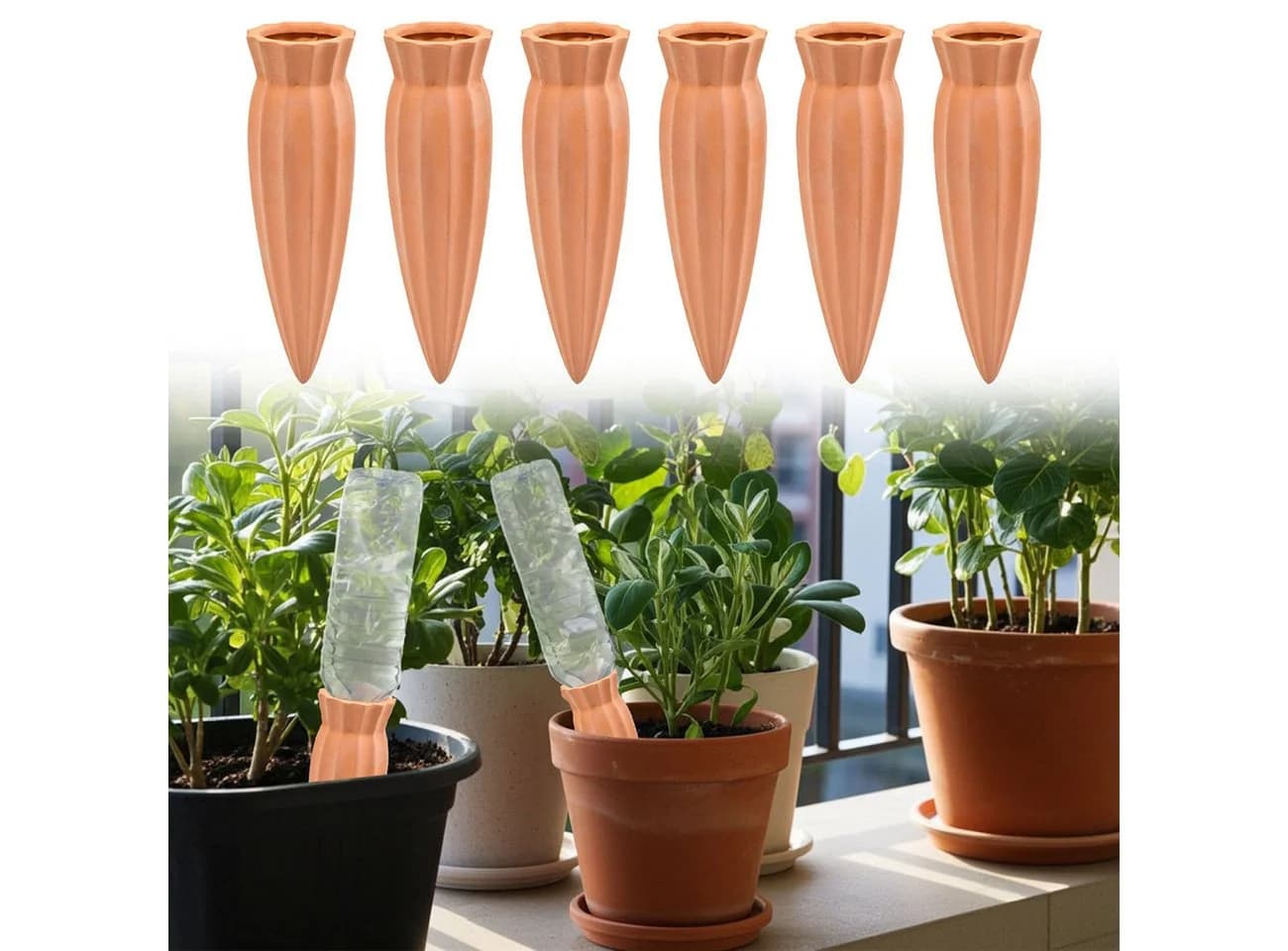 shop'n smile ideoon Bewässerungssystem XL Tonkegel 6er-Set Braun Terrakotta - Bild 2