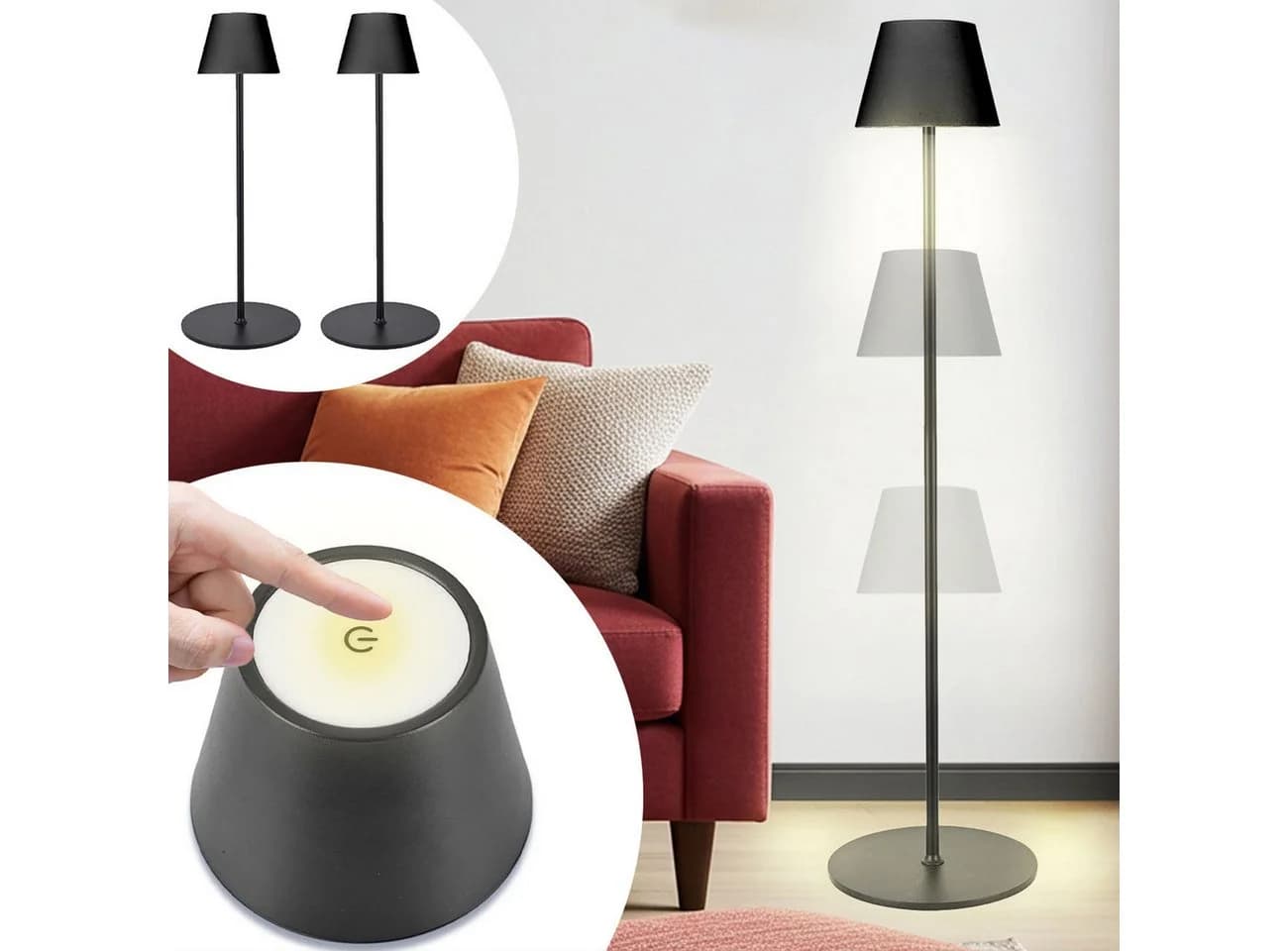 shop'n smile ideoon LED Stehlampe Dimmbar Akkubetrieb IP54 Schwarz - Bild 2