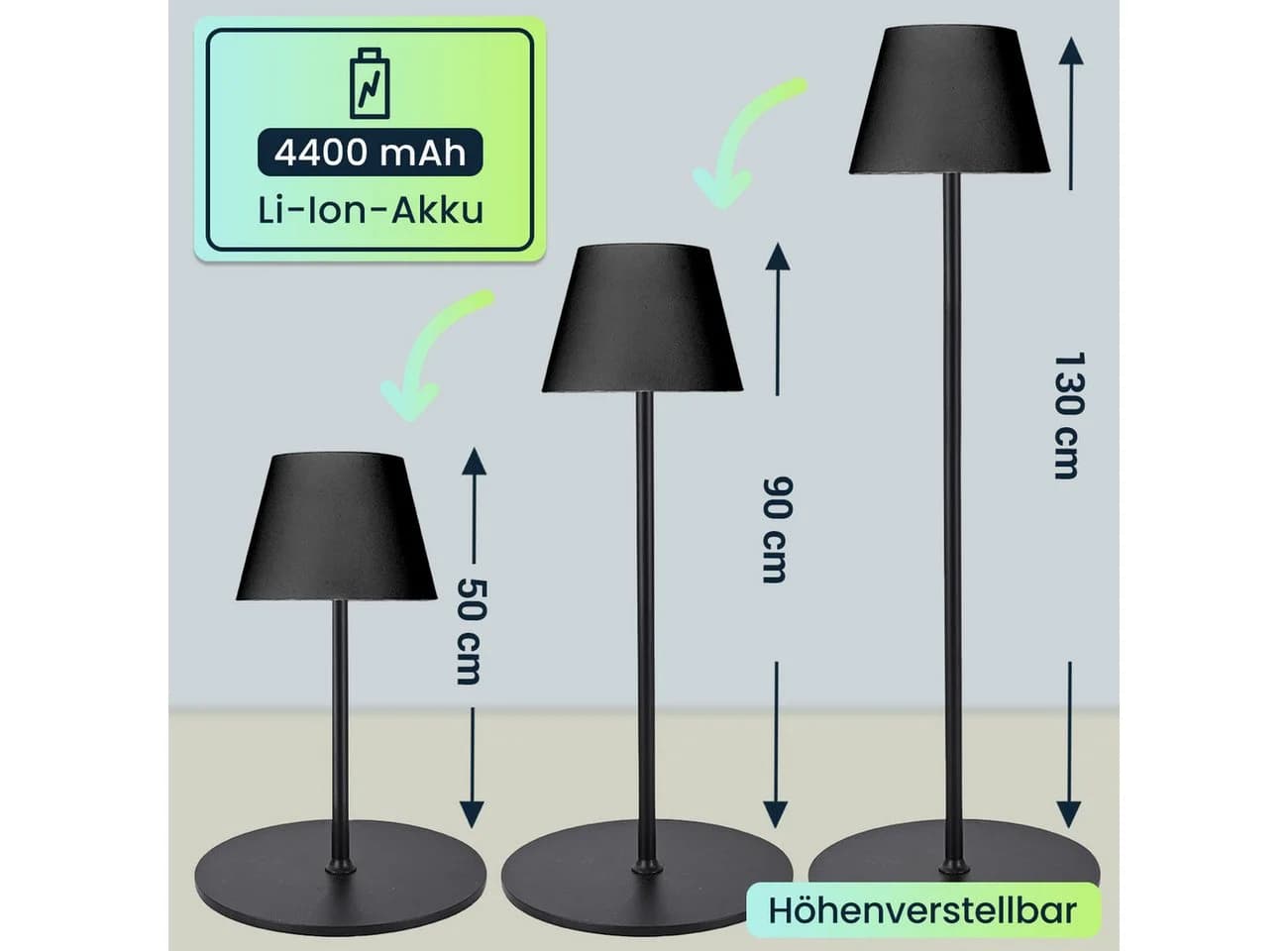 shop'n smile ideoon LED Stehlampe Dimmbar Akkubetrieb IP54 Schwarz - Bild 3