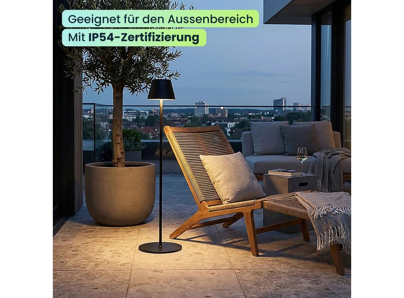 shop'n smile ideoon LED Stehlampe Dimmbar Akkubetrieb IP54 Schwarz - Bild 4