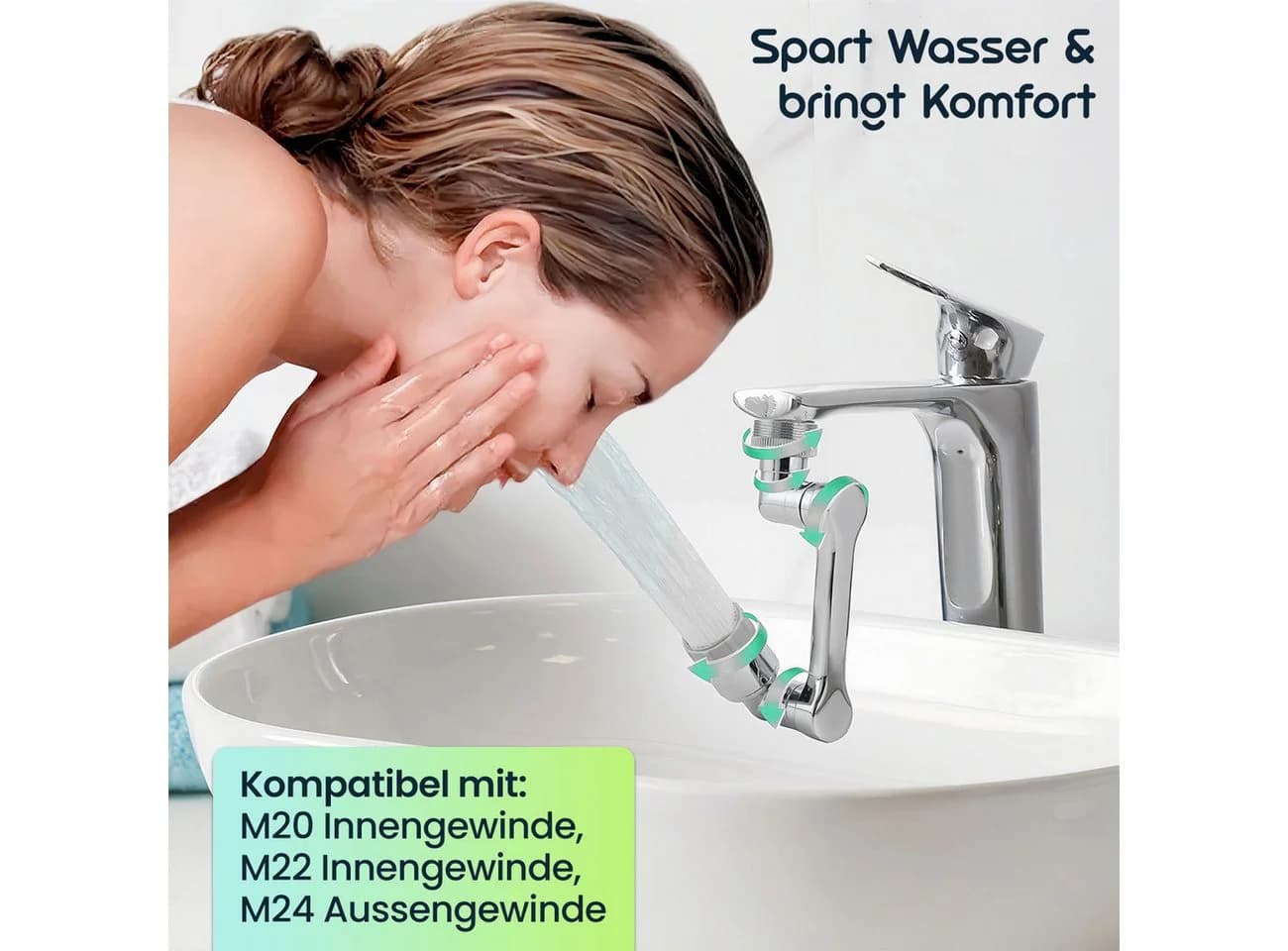 shop'n smile ideoon Wasserhahnaufsatz 1080° drehbar Metall chrom - Bild 3