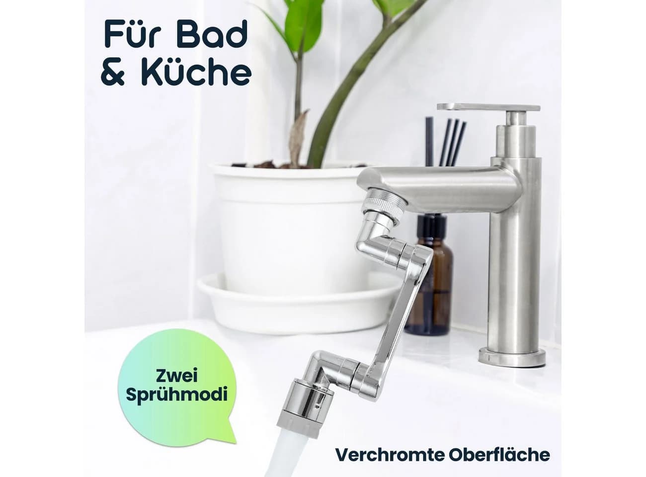 shop'n smile ideoon Wasserhahnaufsatz 1080° drehbar Metall chrom - Bild 4