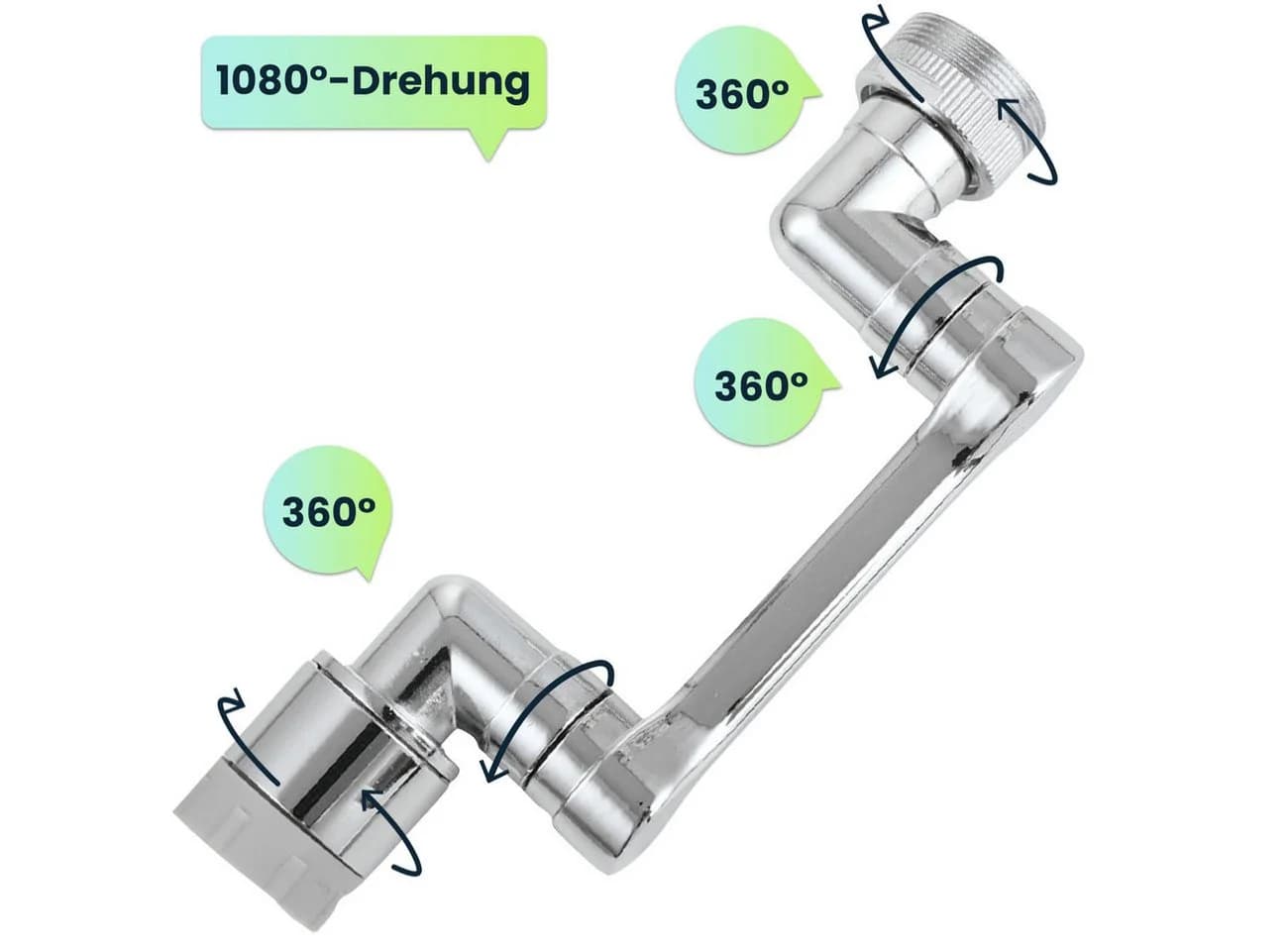 shop'n smile ideoon Wasserhahnaufsatz 1080° drehbar Metall chrom - Bild 5